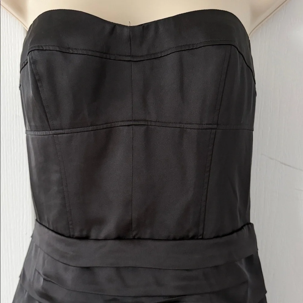 Express Black Satin Strapless Dress | Bodycon Cocktail Mini | Size 6 - Picture 2 of 5